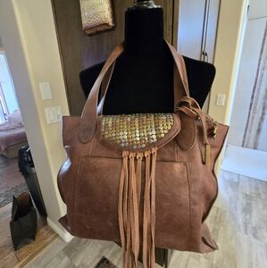 Lucky Brand Brown Shoulder Bag with Bohemian Style